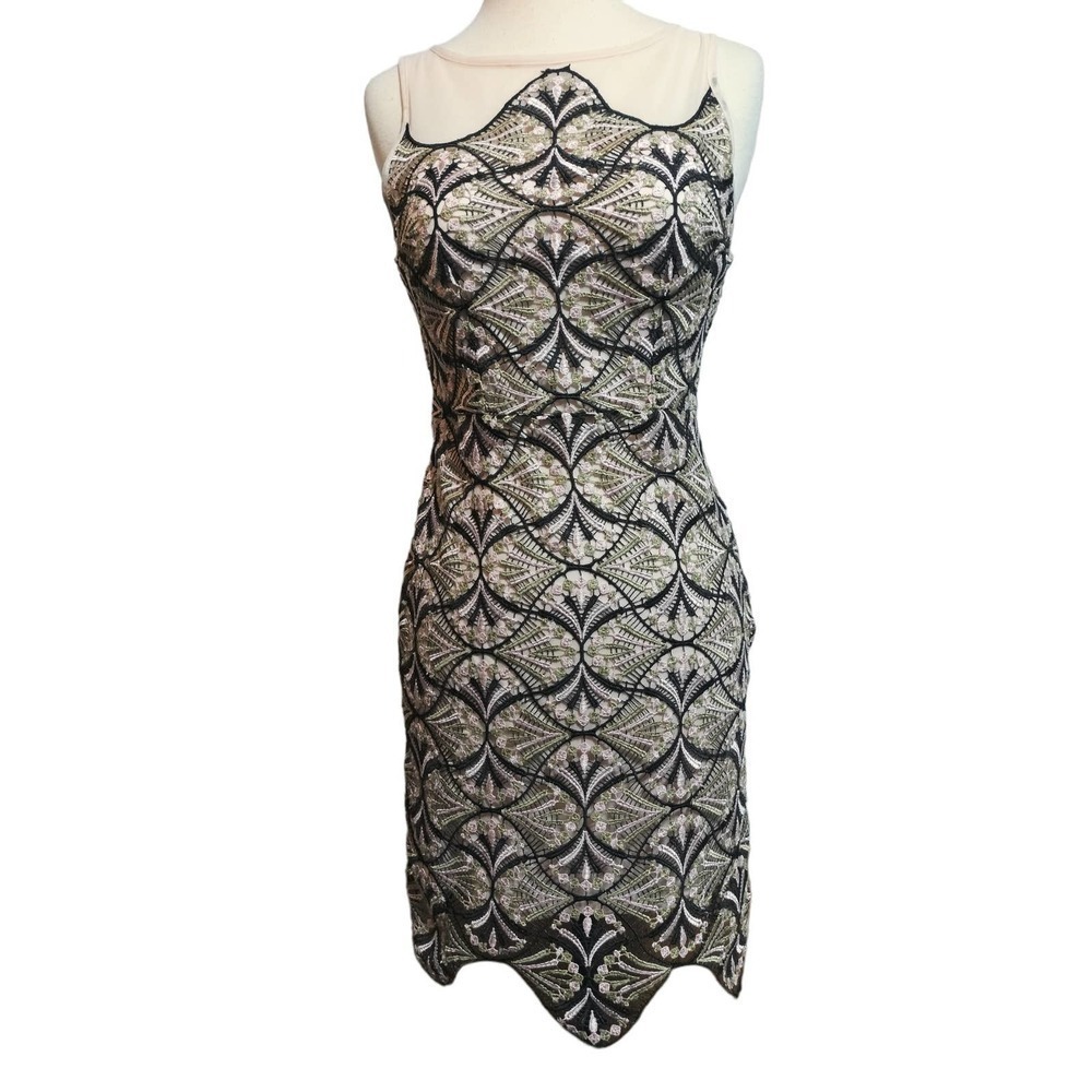 Top Shop multi-color crochet overlay dress sleeveless woman size 4 mini